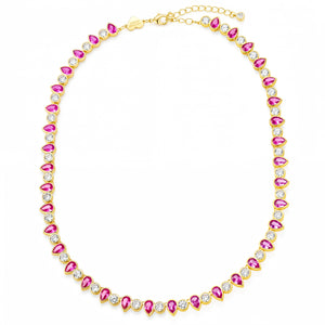 Elegant Hot Pink Tennis Necklace✨
