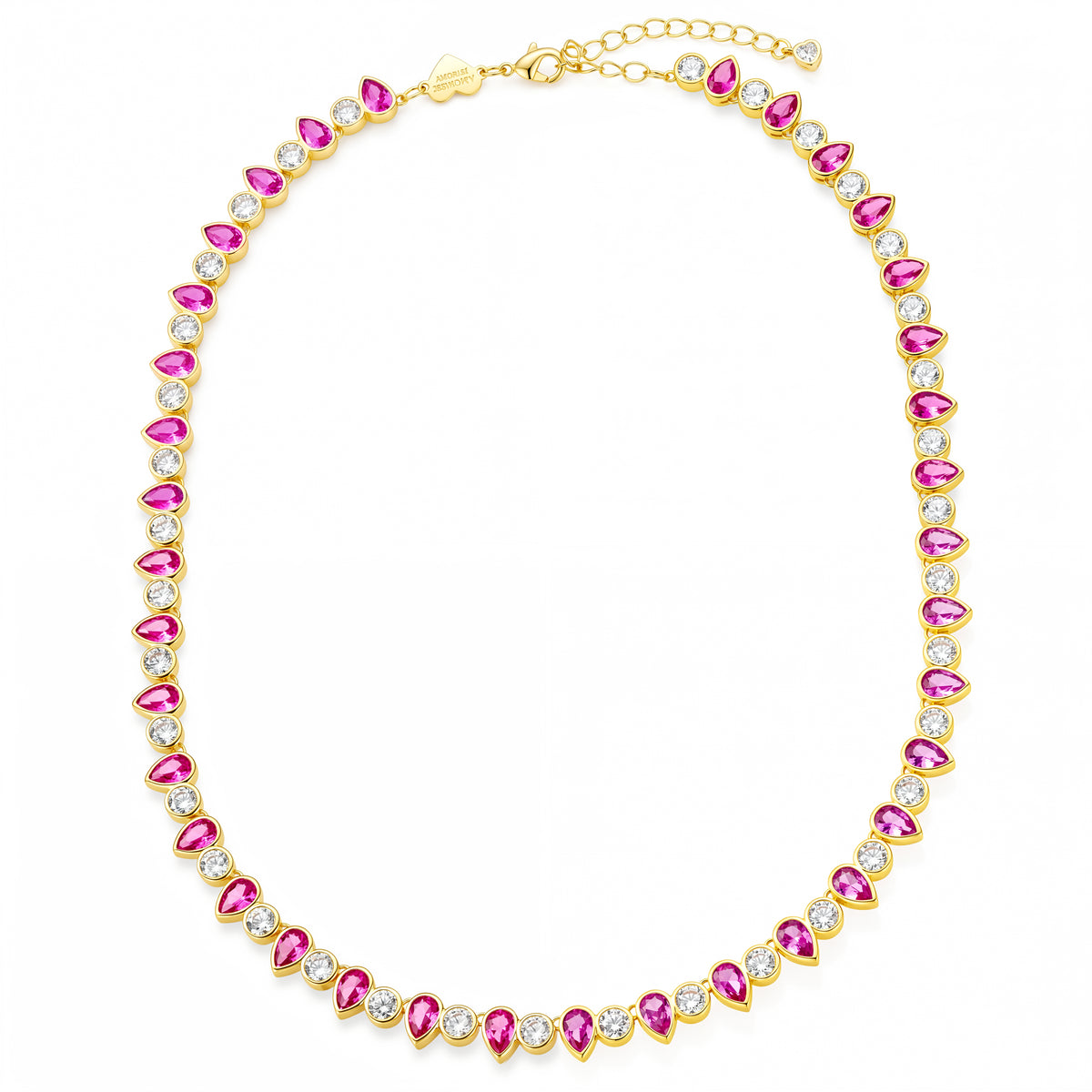 Elegant Hot Pink Tennis Necklace✨